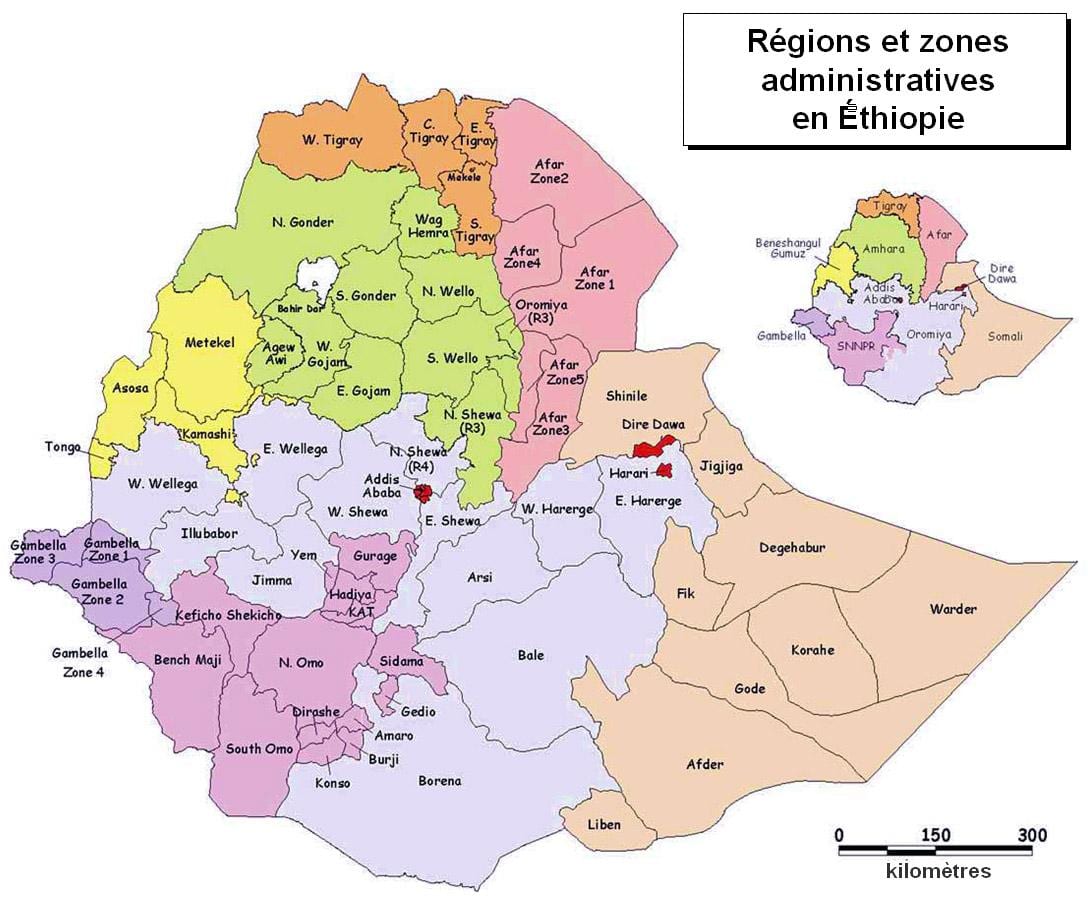 mapa Etiopia administrazio
