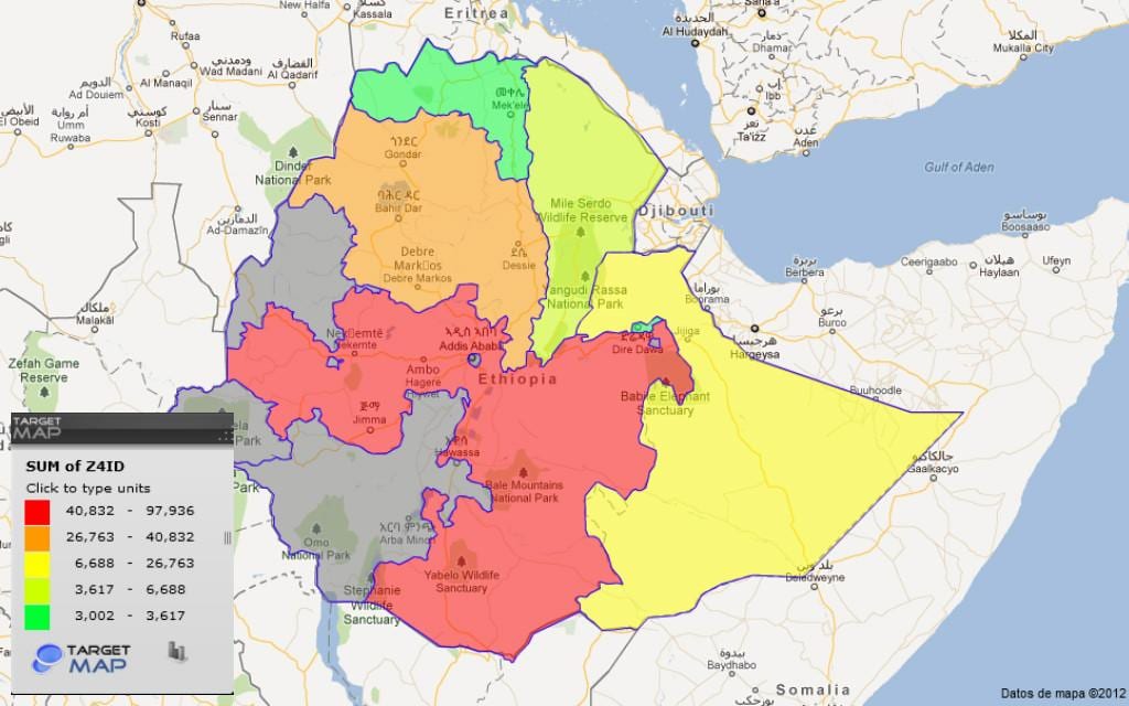 Etiopia probintzien mapa