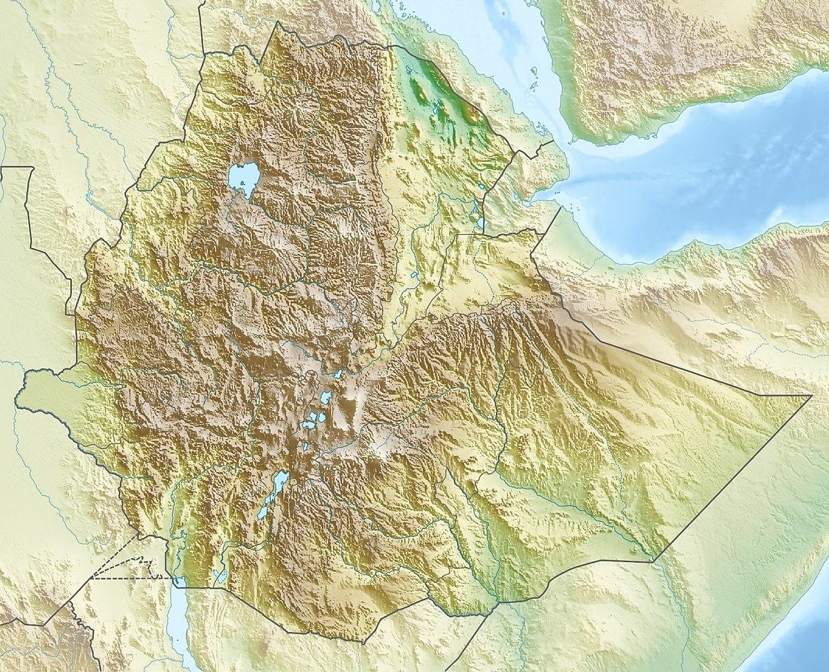 mapa Etiopiako mendiak