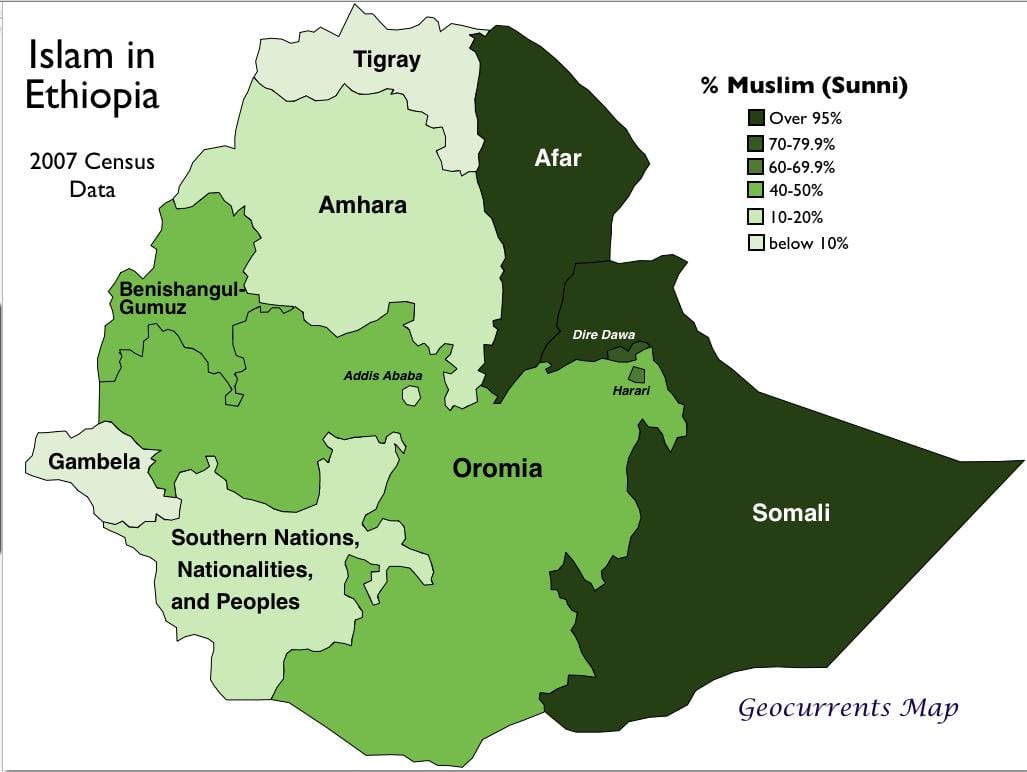 mapa Etiopiako tribu