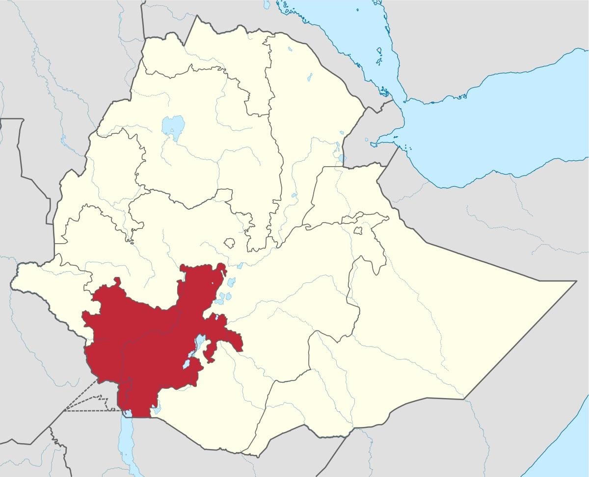 mapa hegoaldeko Etiopia
