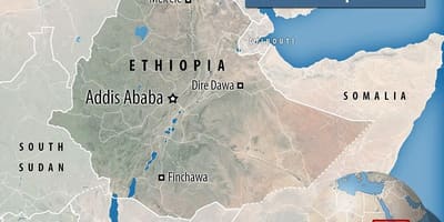 Danakil depresioa Etiopia mapa