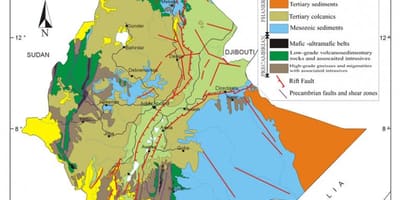 Mapa Etiopia baliabide naturalak