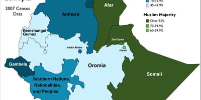 Mapa Etiopia erlijioa