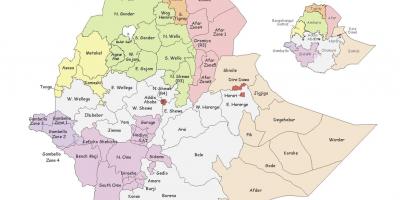 Etiopiako mapa eskualdearen arabera