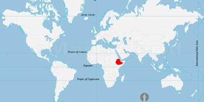 Mapa Etiopia munduko kokapena