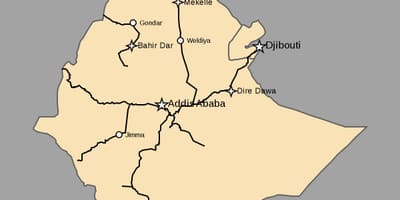 Mapa Etiopia trena