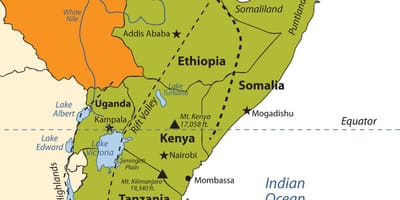Mapa Etiopiako goi-lautada afrikan