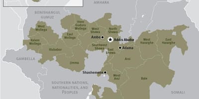 Mapa oromia eskualdea Etiopia